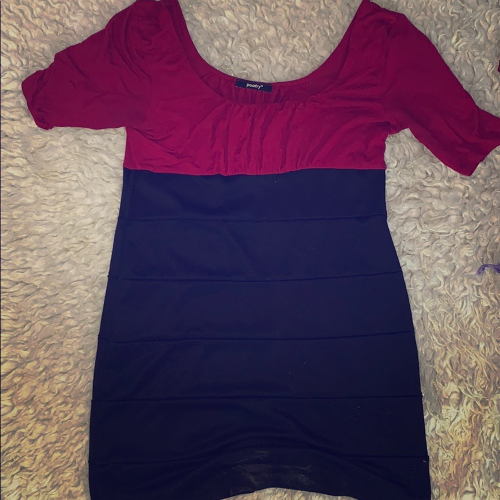 Poetry Red dress with black